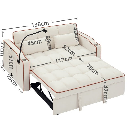 Eeeza Modern Velvet Sofa Bed with Cushions and Phone Holder, 2-seater
