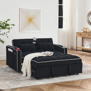 Eeeza Modern Velvet Sofa Bed with Cushions and Phone Holder, 2-seater