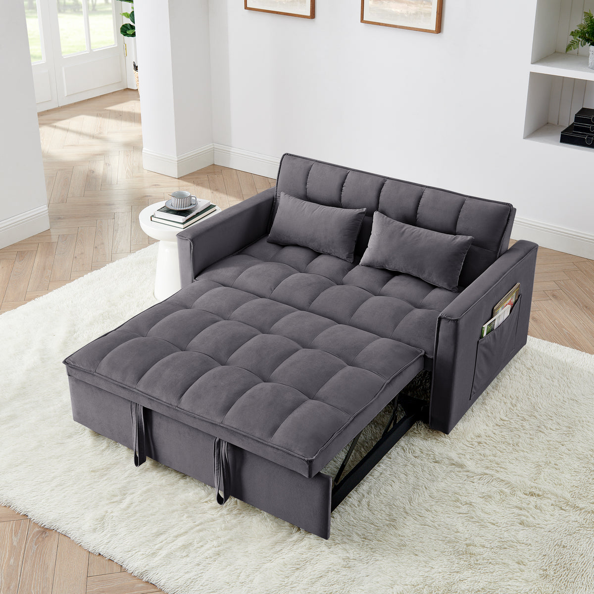 Eeeza Modern and Multi-functional Foldable Sofa Bed, 2-seater, Velvet
