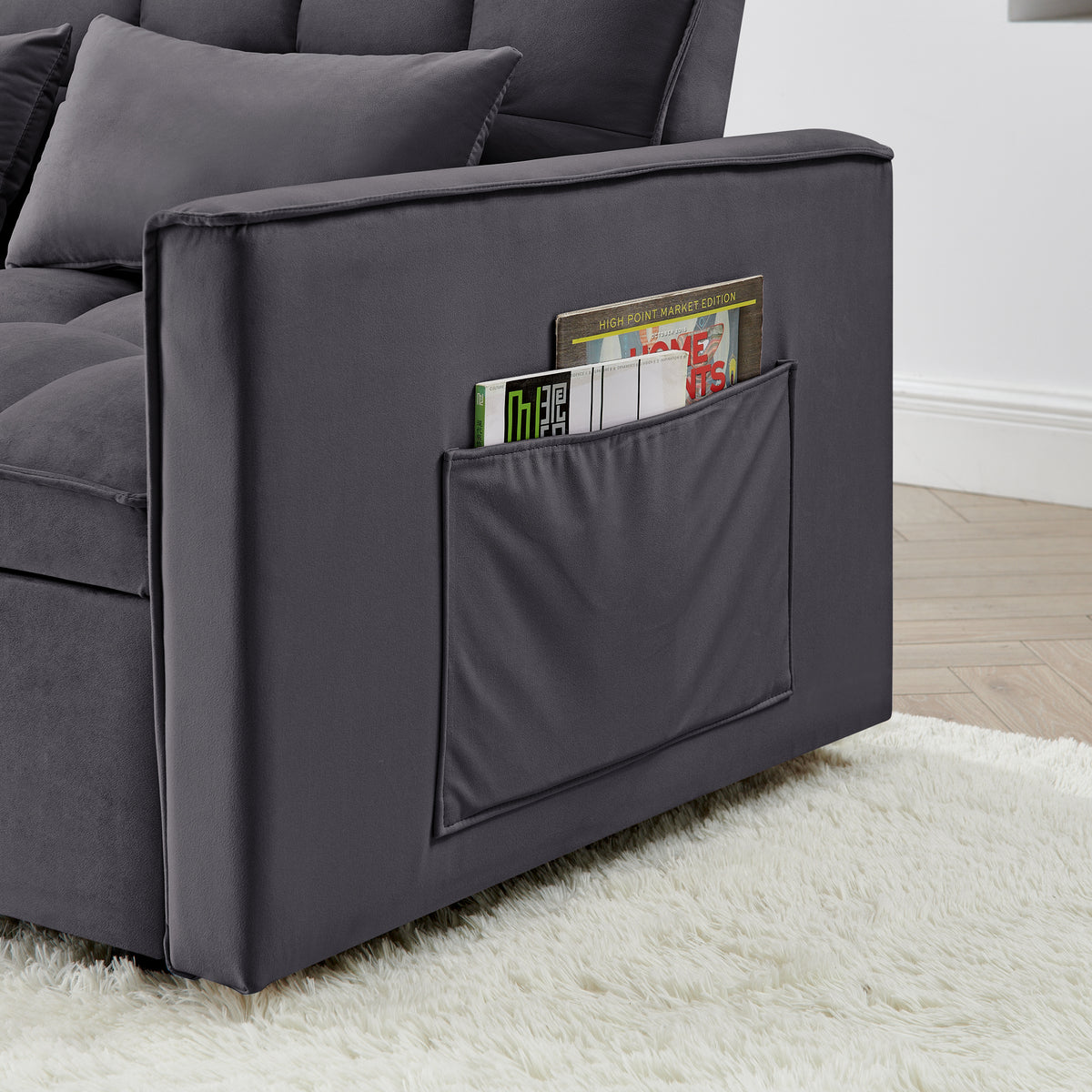 Eeeza Modern and Multi-functional Foldable Sofa Bed, 2-seater, Velvet