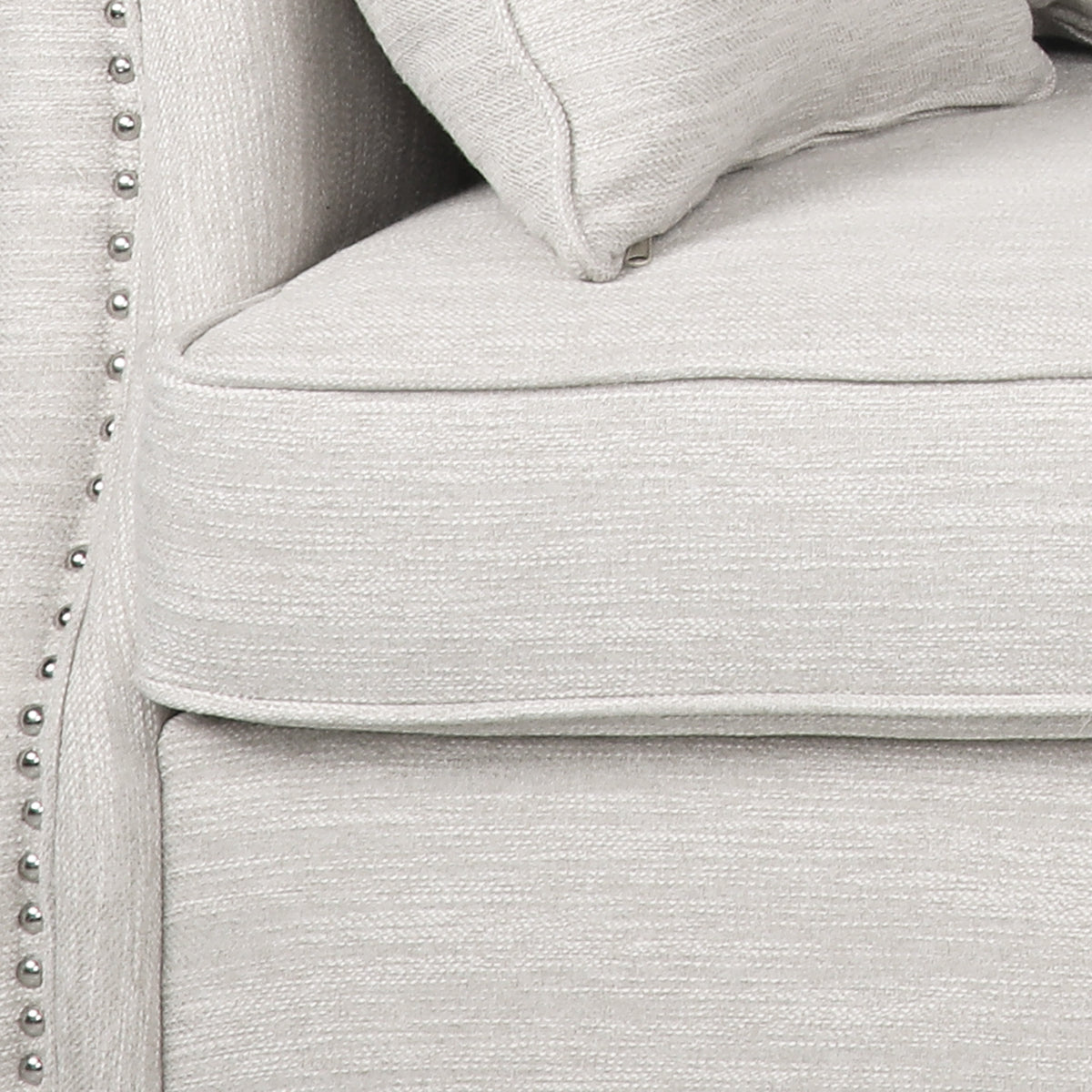 Contemporary Upholstered Fabric Sofa with Hug Pillows, 3-Seater, Beige