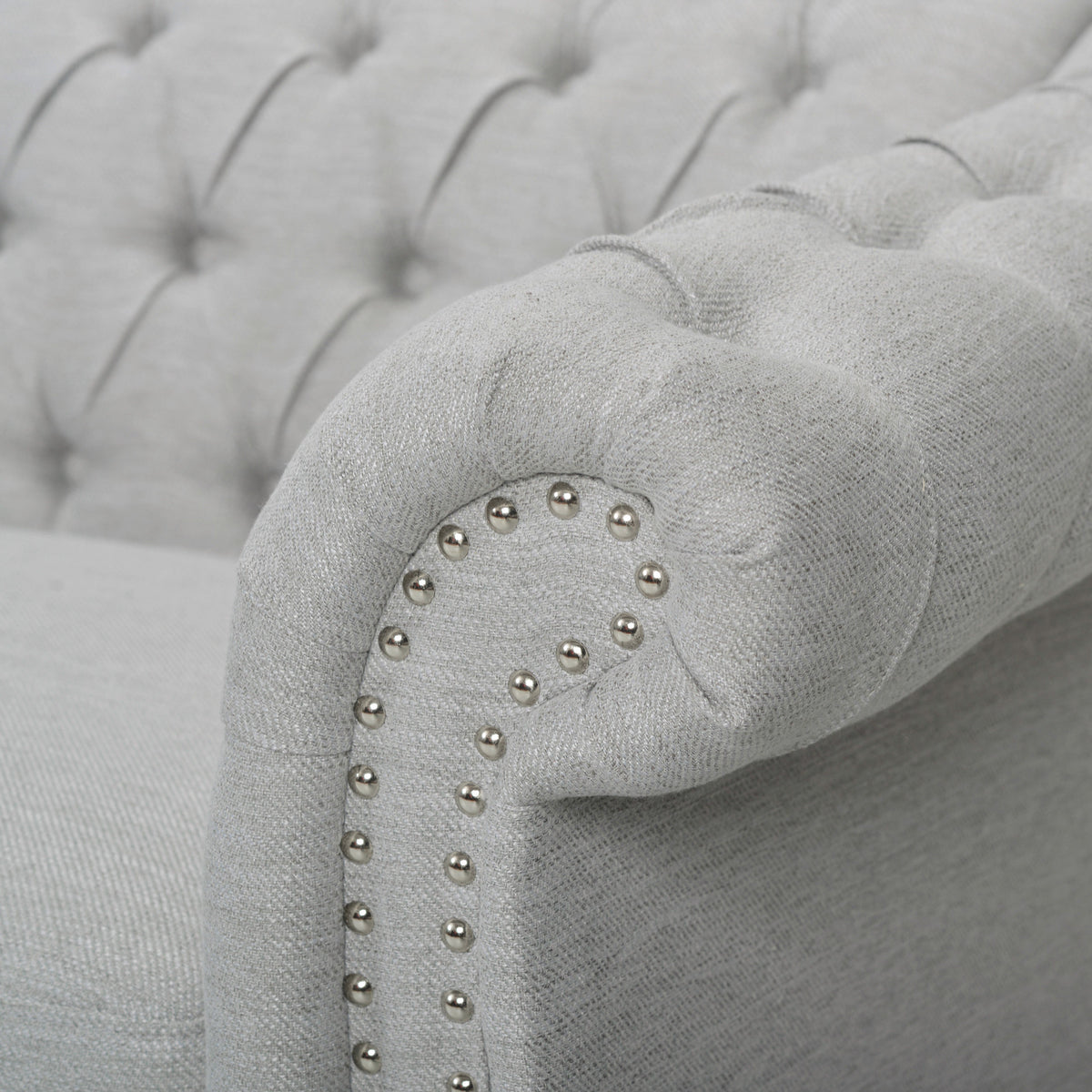 Chalantevo Button Tufted Sofa, 3-Seater, Upholstered Fabric, 215.3cm