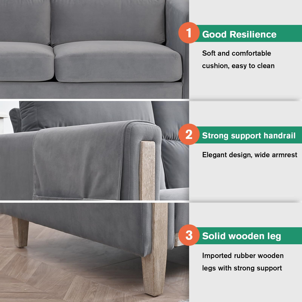 Chalantevo Modern Fabric Sofa, Upholstered, 3-Seater, 202cm Width
