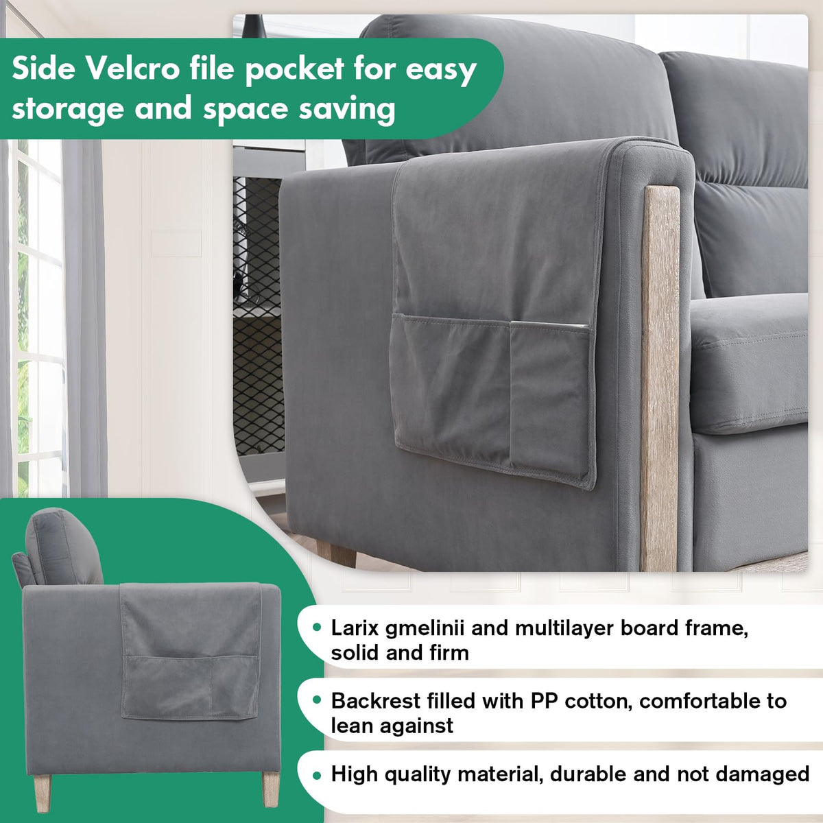 Chalantevo Modern Fabric Sofa, Upholstered, 3-Seater, 202cm Width