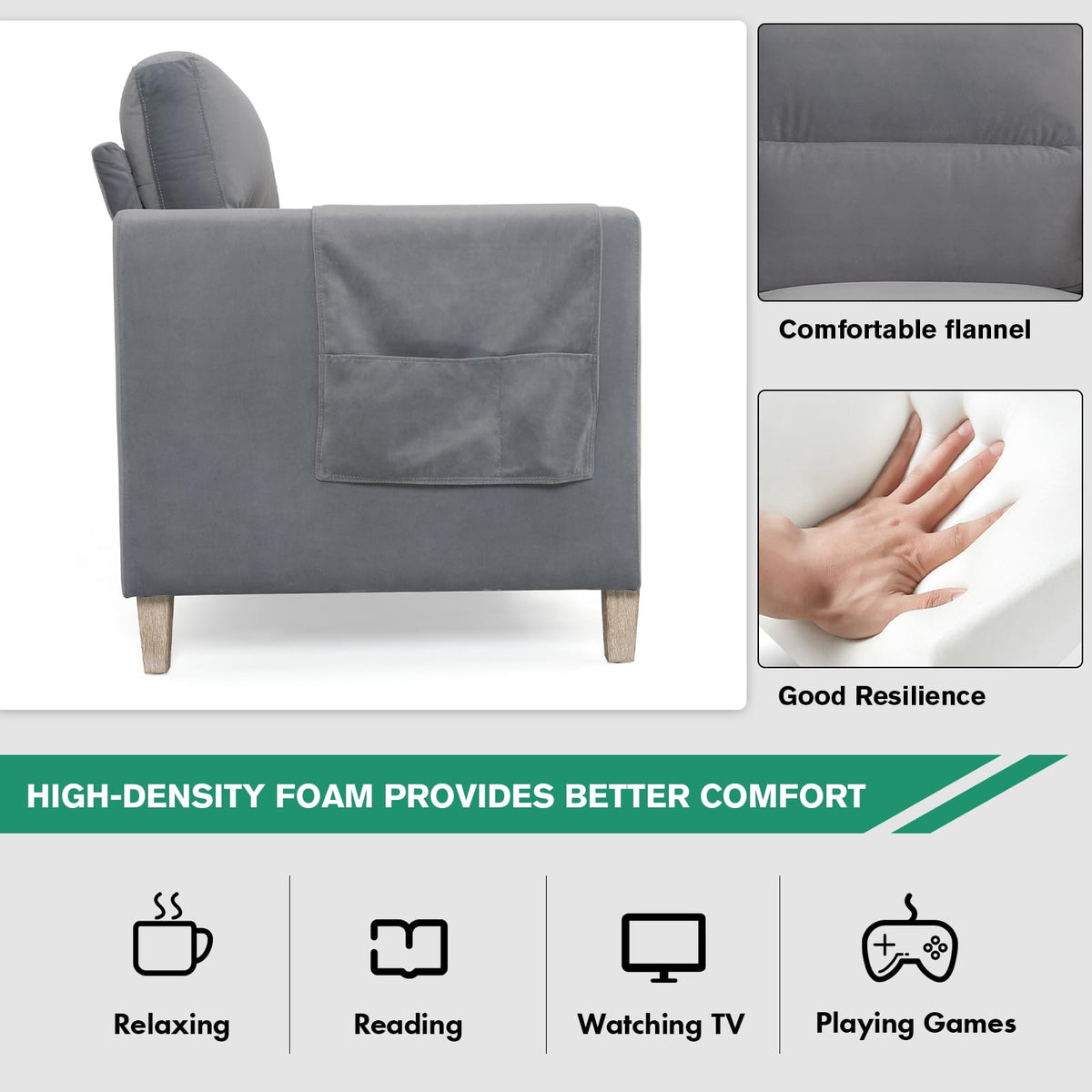 Chalantevo Modern Fabric Sofa, Upholstered, 3-Seater, 202cm Width