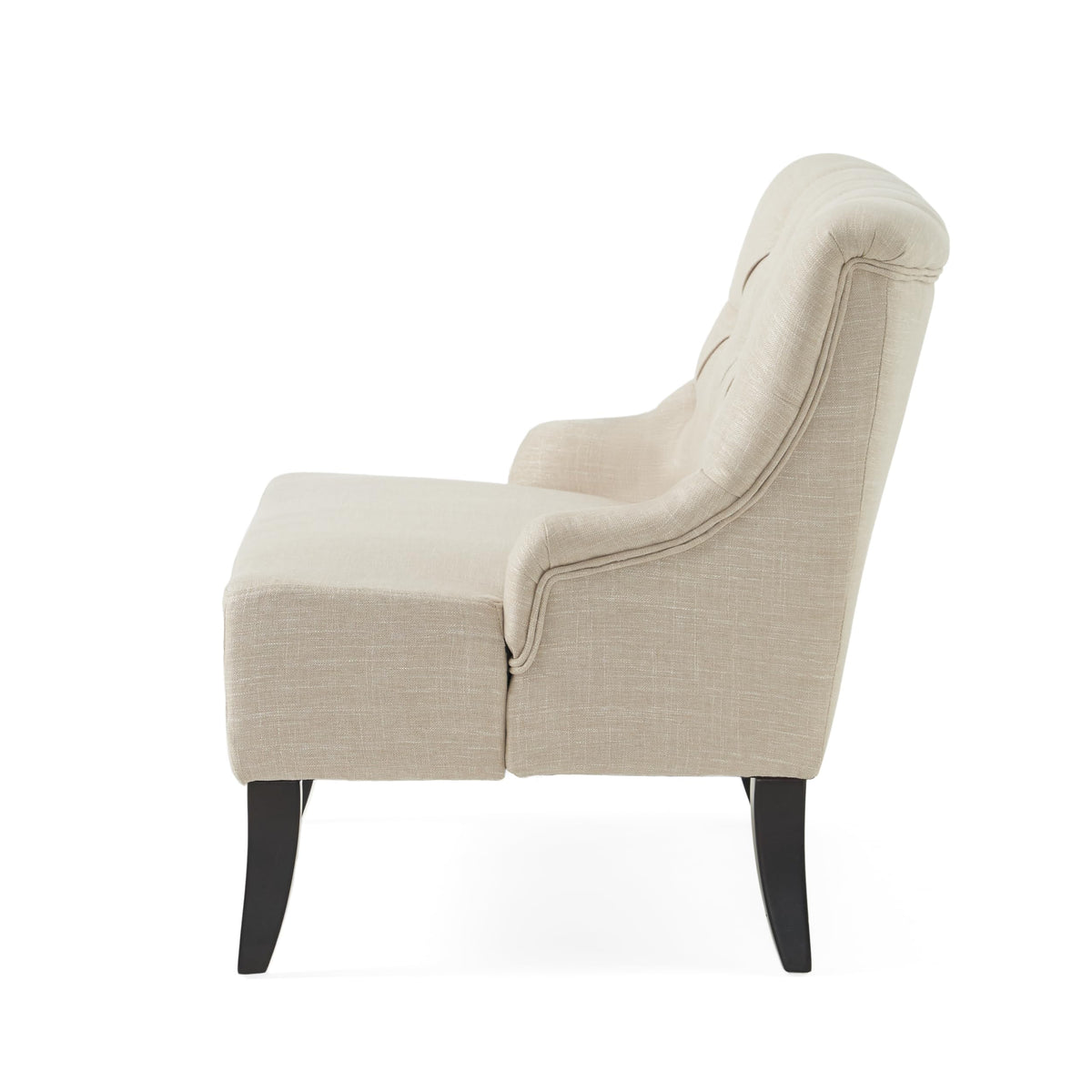 Mid - Century Modern Style Beige Fabric Tufted Loveseat