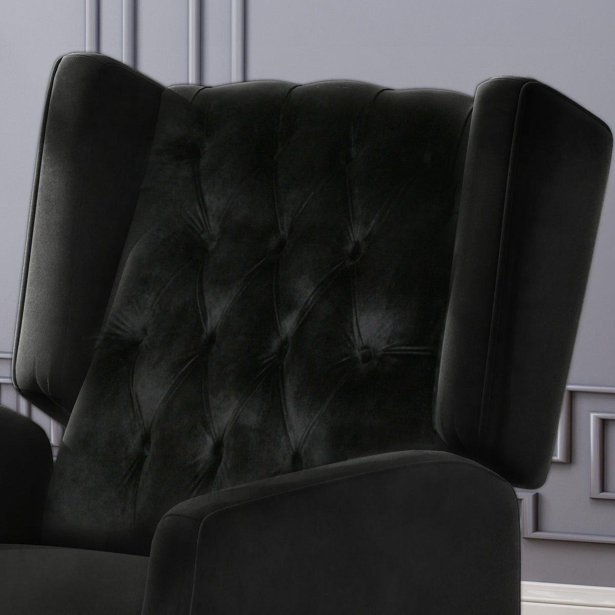 Chalantevo Classic High-Back Tufted Armchair, Wingback, Birch, Black