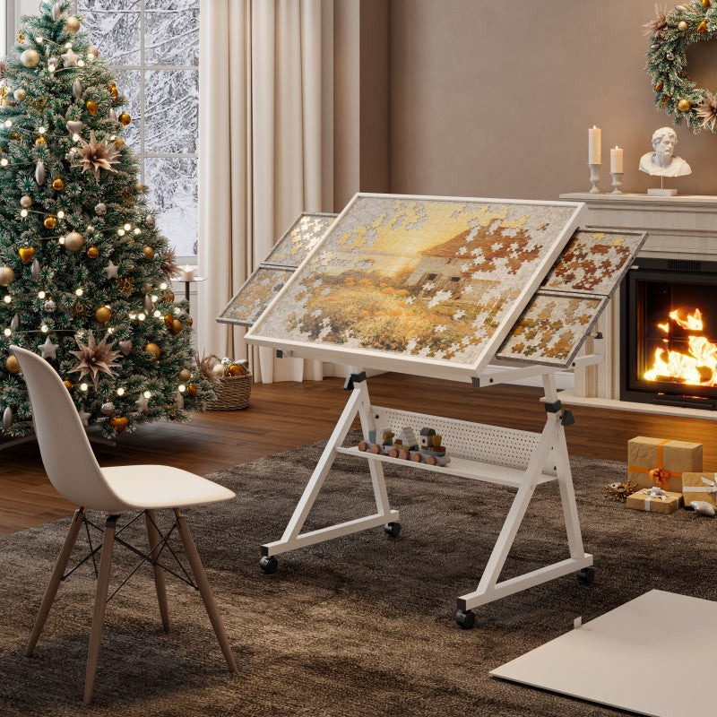 1500pcs Jigsaw Puzzle metal Table Board for Adults Gift with 4 Trays