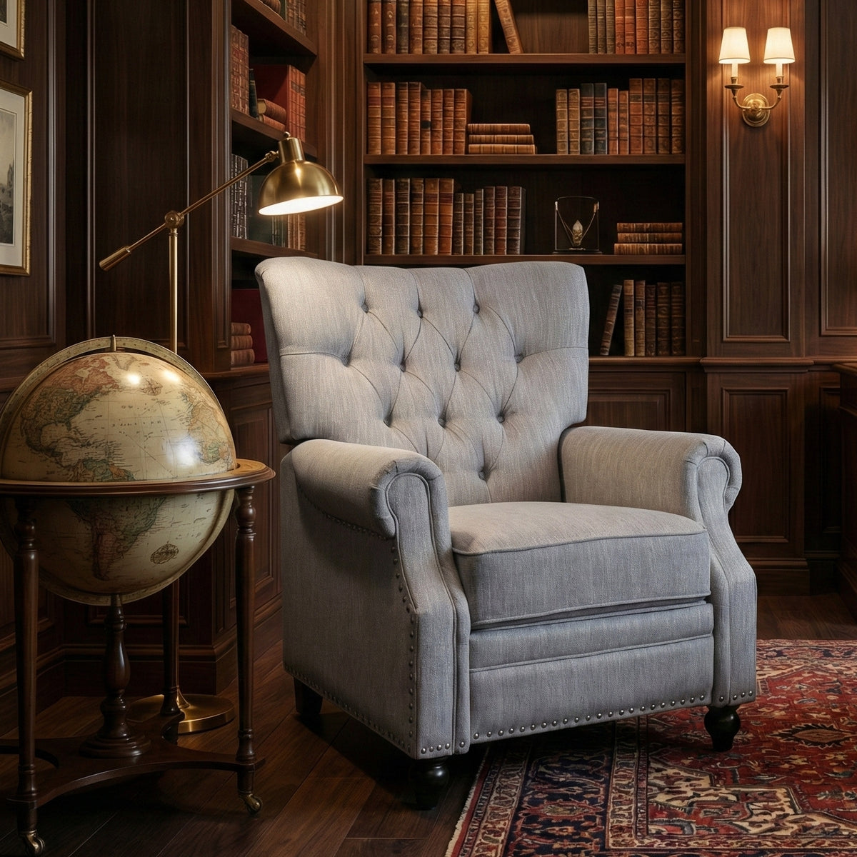 Chalantevo Classic Manual Recliner Sofa Chair with Button-Tufted, Gray