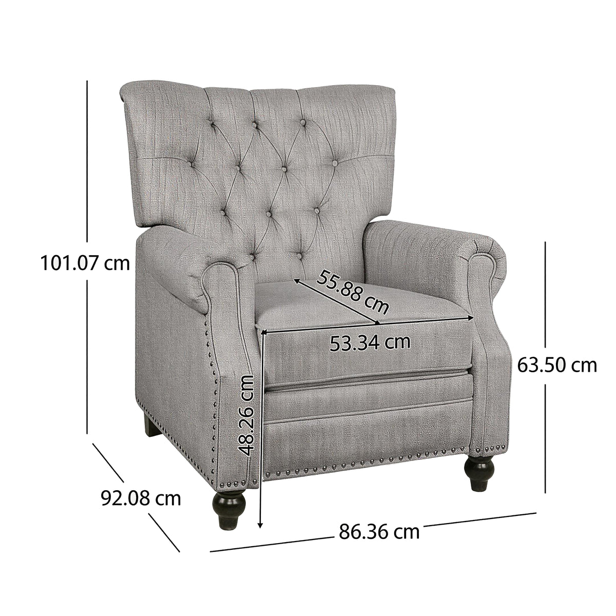Chalantevo Classic Manual Recliner Sofa Chair with Button-Tufted, Gray