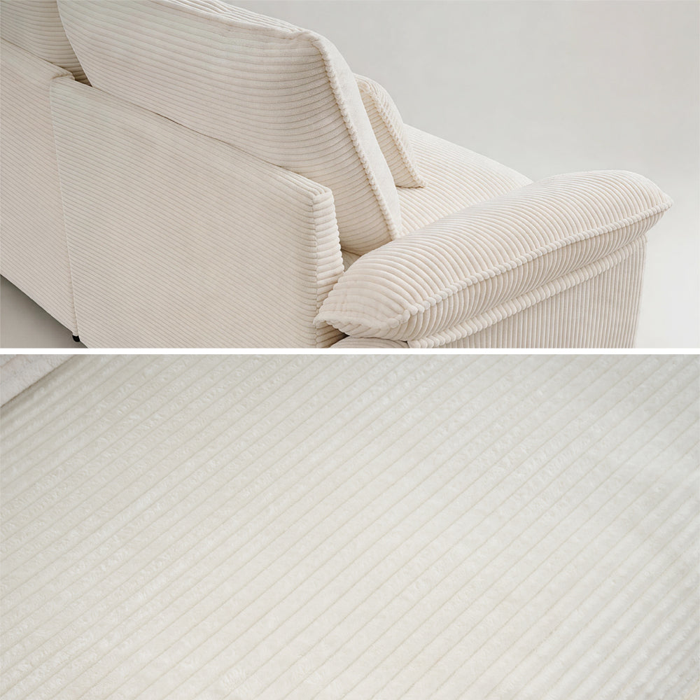 Modern Sofa with Throw Pillows for Living Room, 3-Seater, Corduroy
