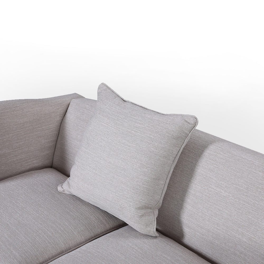 Minimalist Beige Fabric 3-Seater Sofa with 2 Pillows