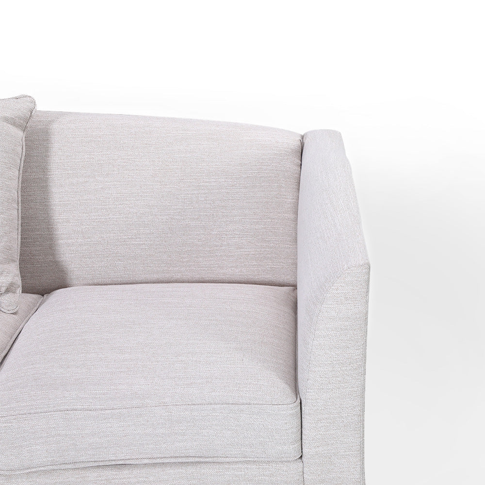 Minimalist Beige Fabric 3-Seater Sofa with 2 Pillows