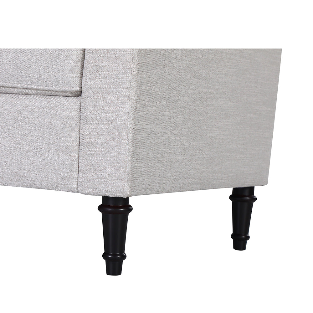 Minimalist Beige Fabric 3-Seater Sofa with 2 Pillows