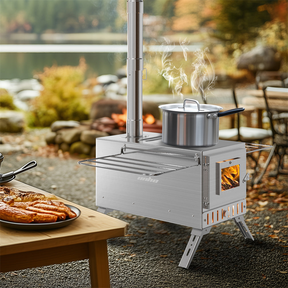 PYROMID MINIBACHI アウトドアクッキングシステム　ステンレス製 Stainless Steel Portable Camping Wood Stove Tent Stove w/ Chimney