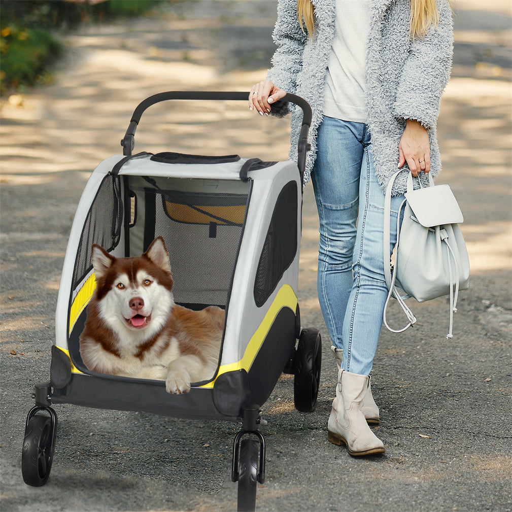 XL Foladble Dog Pet Stroller Stable Jogger Carrier Holds up to 65KG