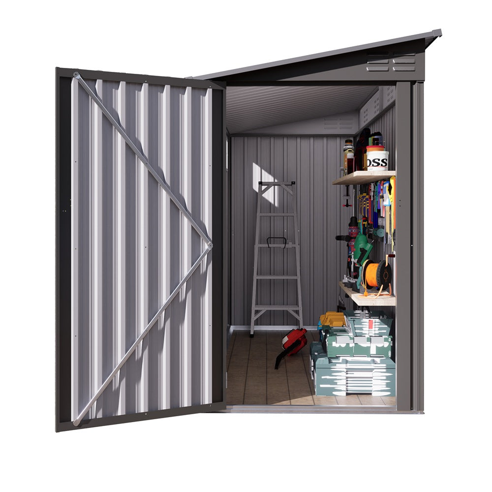 Eeeza Metal Tool House for Garden, 4*9 Ft, Gray