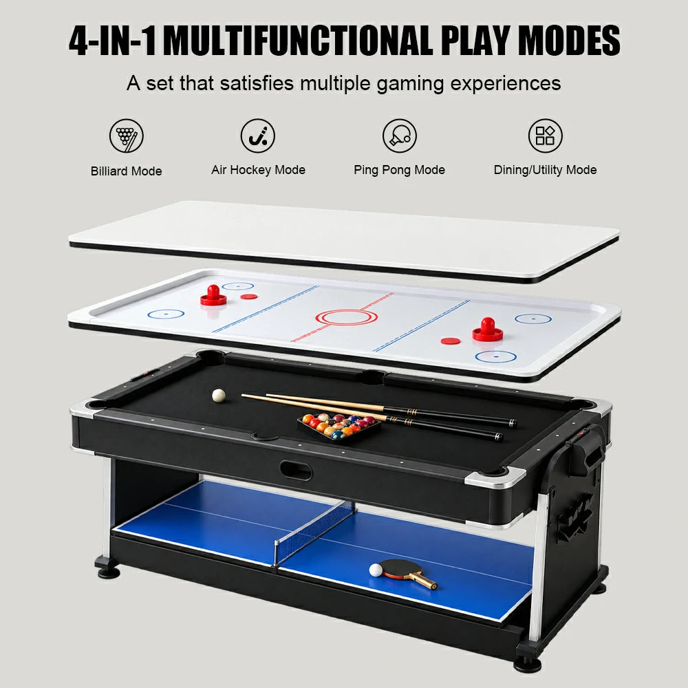Eeeza 4 In 1 Multi-functional Game Table with Accessories, MDF, 7ft