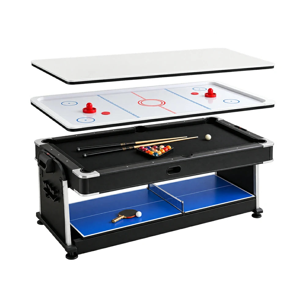 Eeeza 4 In 1 Multi-functional Game Table with Accessories, MDF, 7ft
