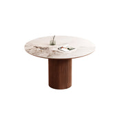 Eeeza Harmony Modern Dining Table, Sintered Stone and Wood, Round