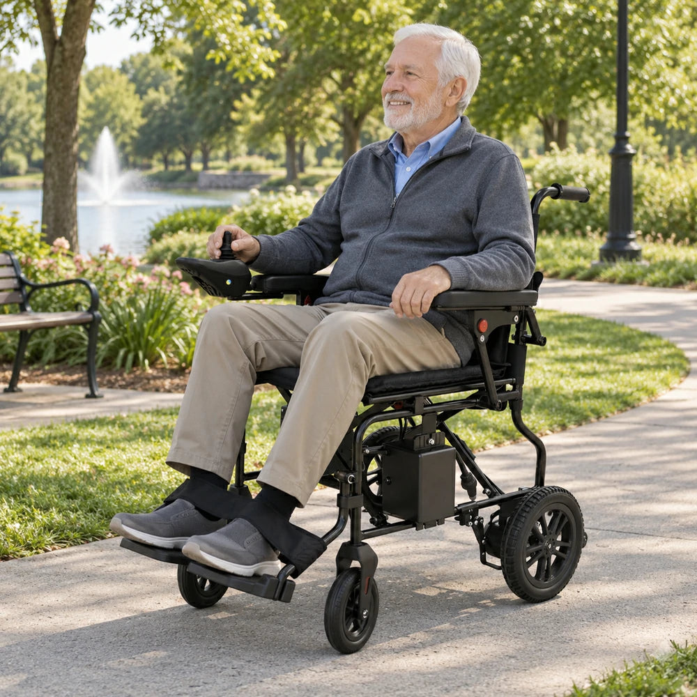 Eeeza WD601 Foldable Electric Wheelchair for Senior, 6km/h, 24V12Ah