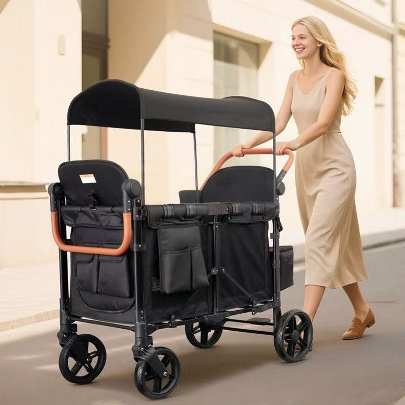 Foldable 4-Wheel handcart with Side Door and Canopy, Oxford Fabric