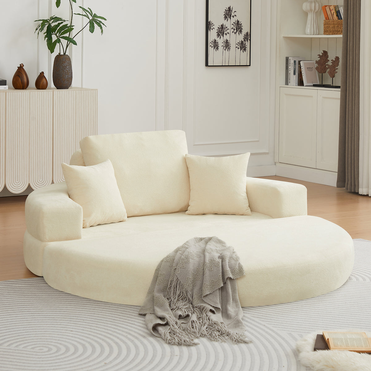 Eeeza Convertible Sofa Bed, Round, 2-seater, Velvet Fabric