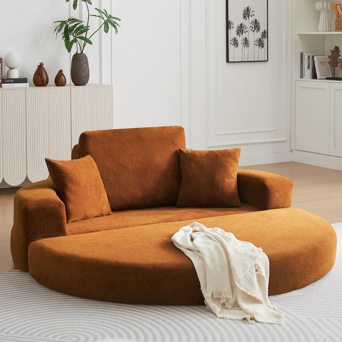 Eeeza Convertible Sofa Bed, Round, 2-seater, Velvet Fabric