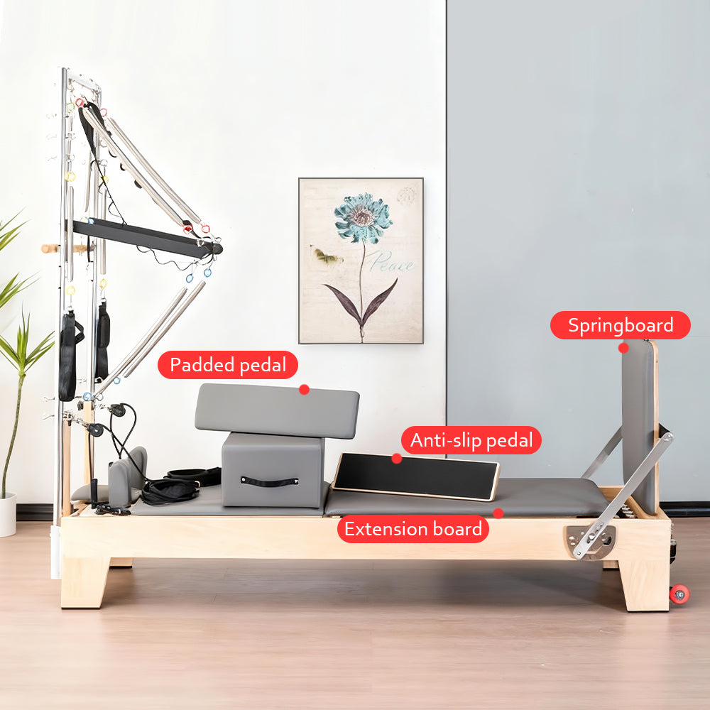 Eeeza Professional Pilates Reformer with Tower and 14-Spring