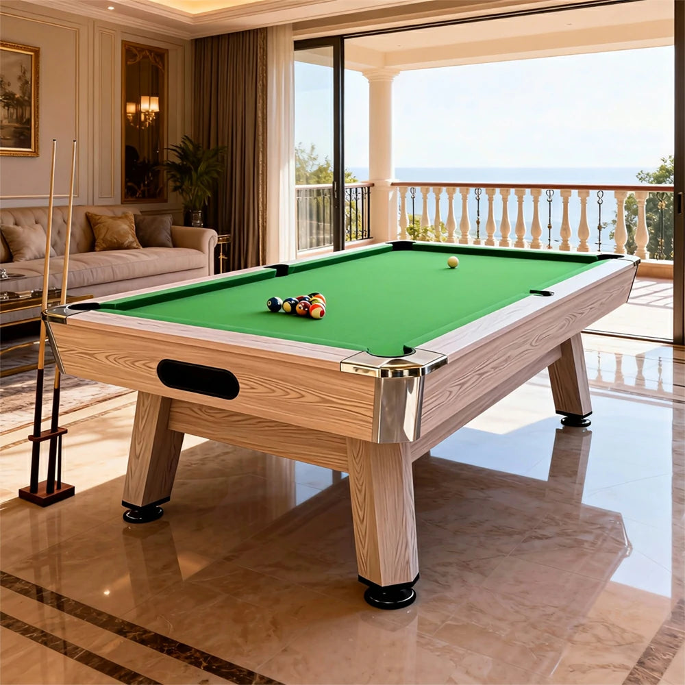 Shenling Billiard Pool Table with Ball Return and Accessories, MDF