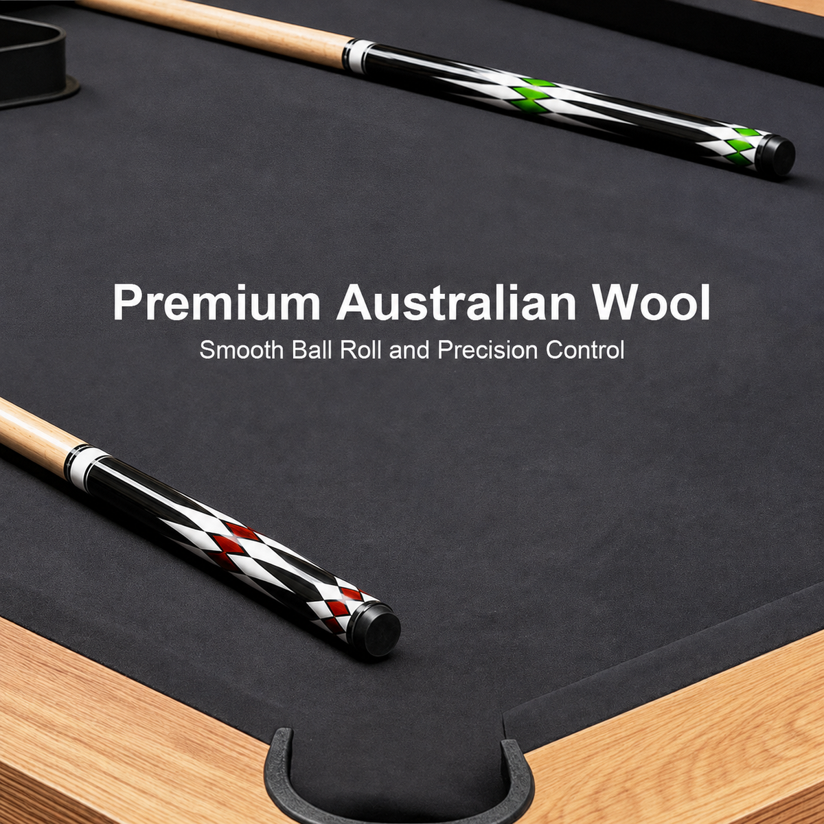 Pool Table with Ball Return and Wool Cloth, Full Accessories, 8ft