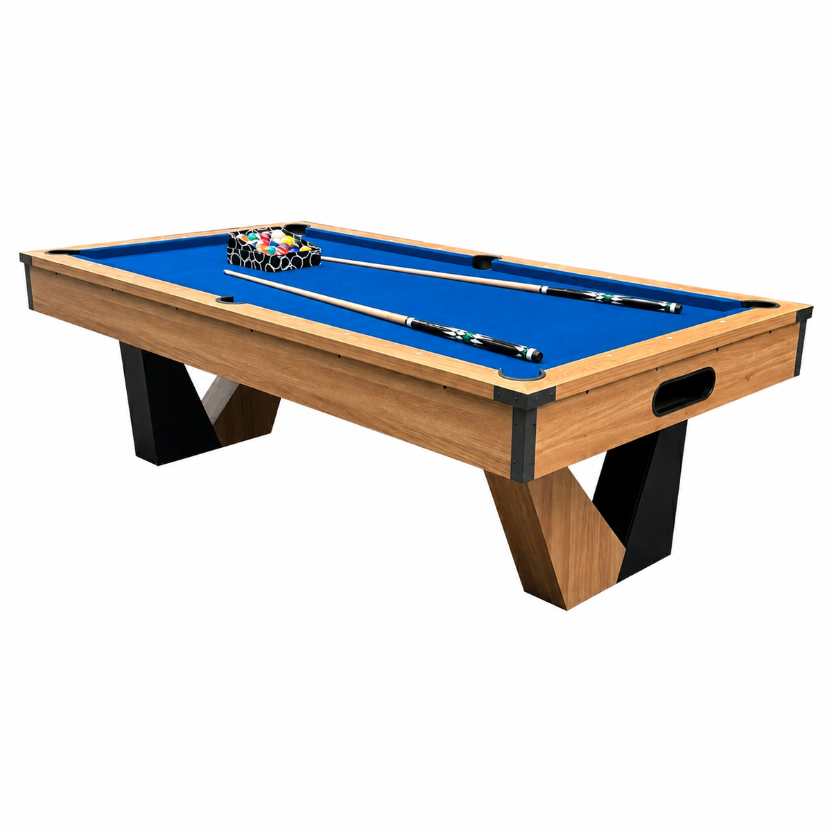 Pool Table with Ball Return and Wool Cloth, Full Accessories, 8ft