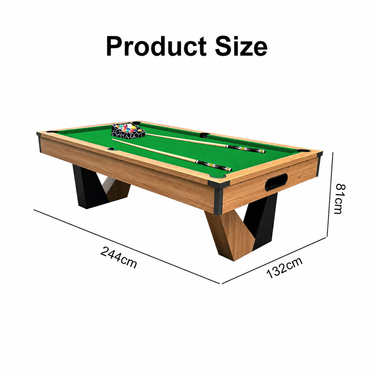 Pool Table with Ball Return and Wool Cloth, Full Accessories, 8ft