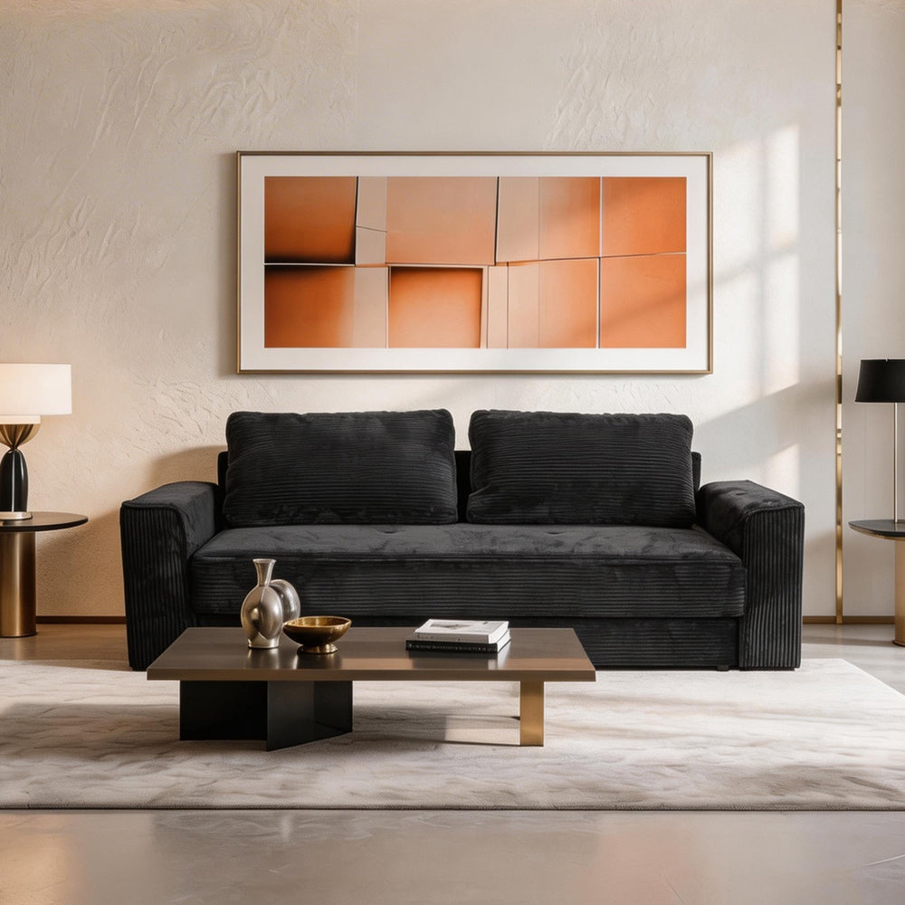 Eeeza Multi-functional Modular Sofa, 3-seater, Corduroy, Black