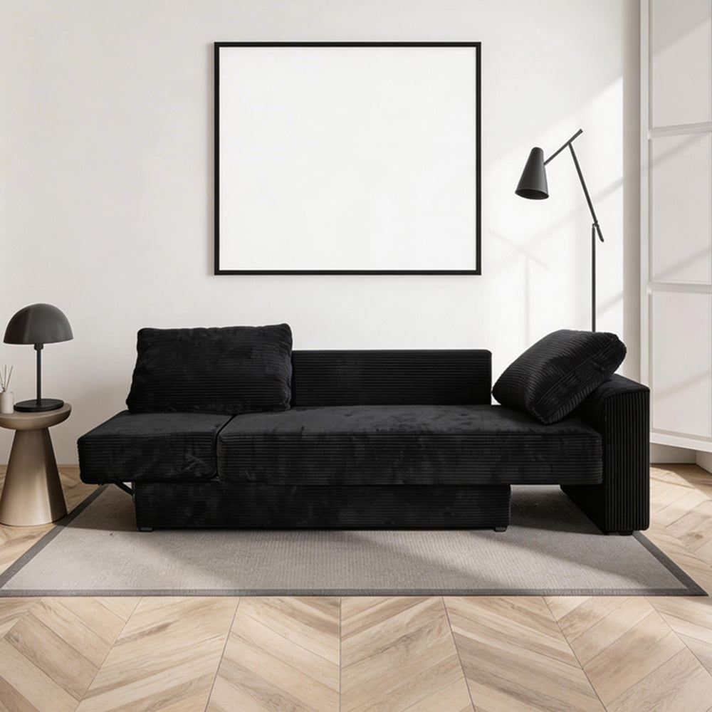 Eeeza Multi-functional Modular Sofa, 3-seater, Corduroy, Black