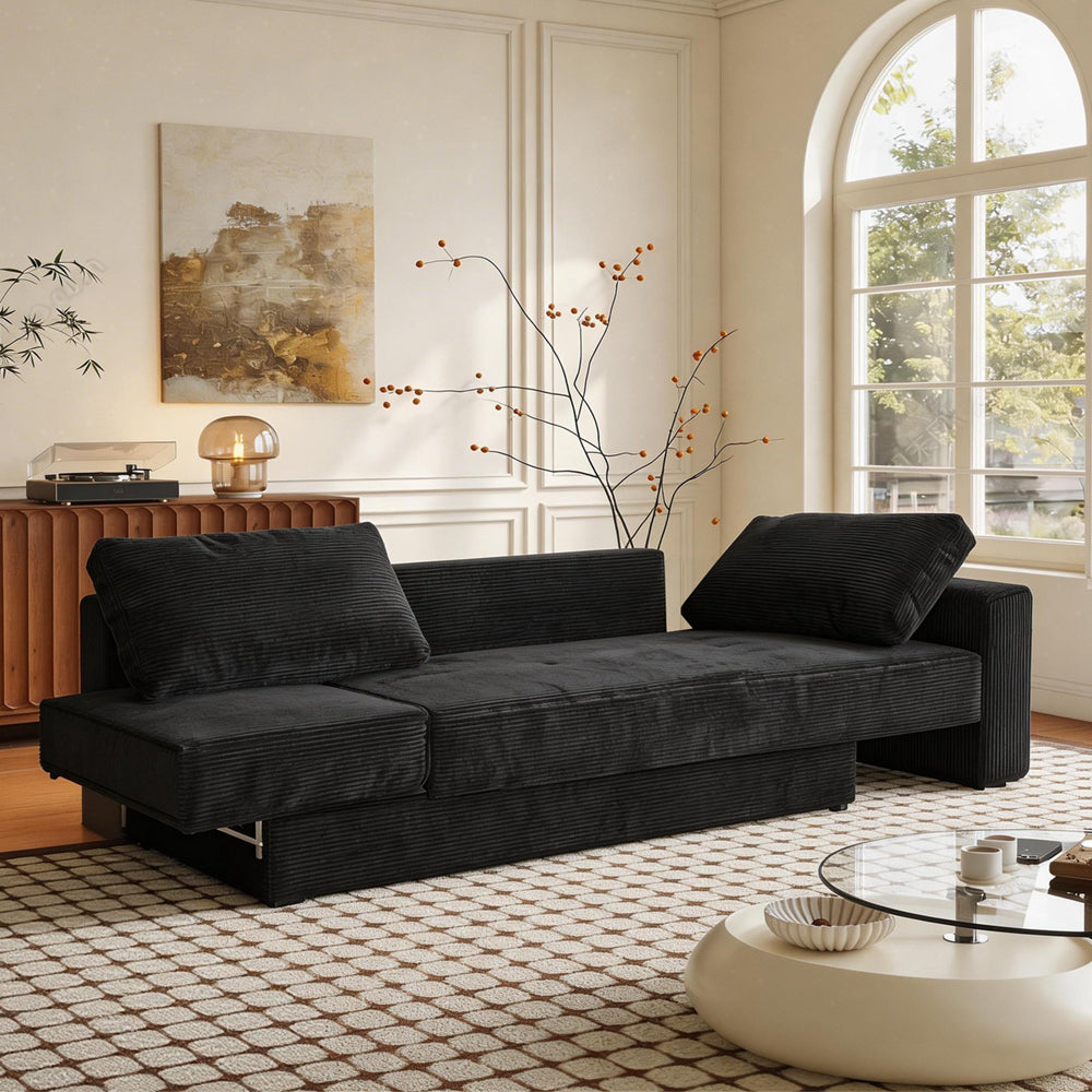 Eeeza Multi-functional Modular Sofa, 3-seater, Corduroy, Black