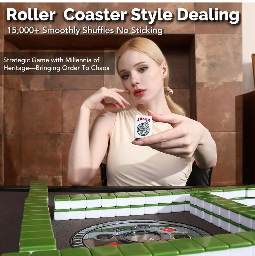Eeeza Automatic Mahjong Table with 2 Set of Tiles, Drum-type, Black
