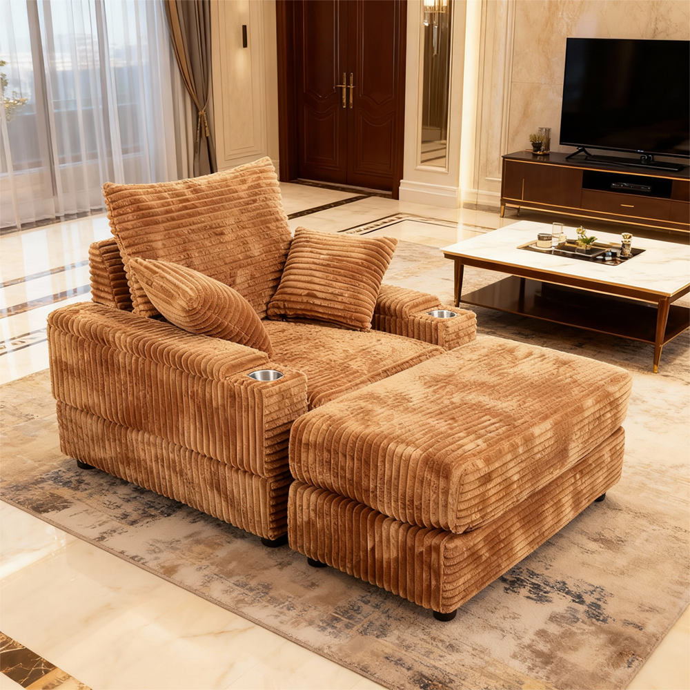 Accent Chair with Ottoman,Comfy Oversized Single Sofa