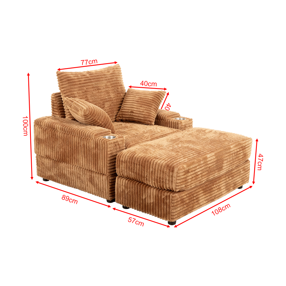 Accent Chair with Ottoman,Comfy Oversized Single Sofa