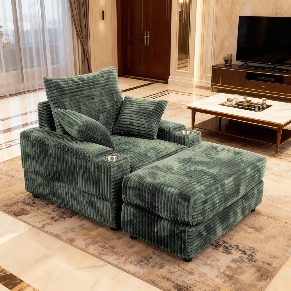 Accent Chair with Ottoman,Comfy Oversized Single Sofa