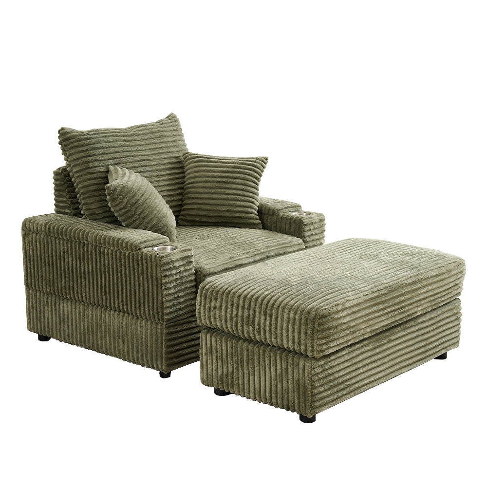 Accent Chair with Ottoman,Comfy Oversized Single Sofa