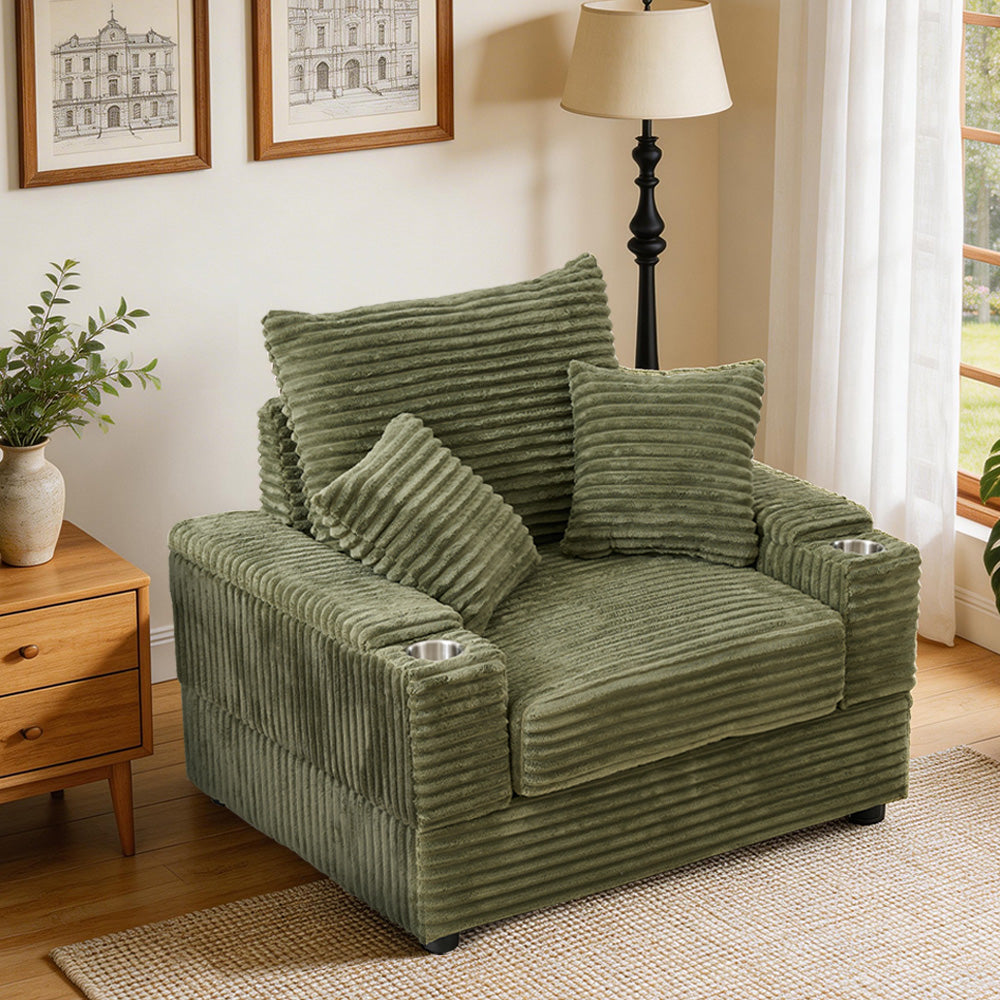Accent Chair with Ottoman,Comfy Oversized Single Sofa
