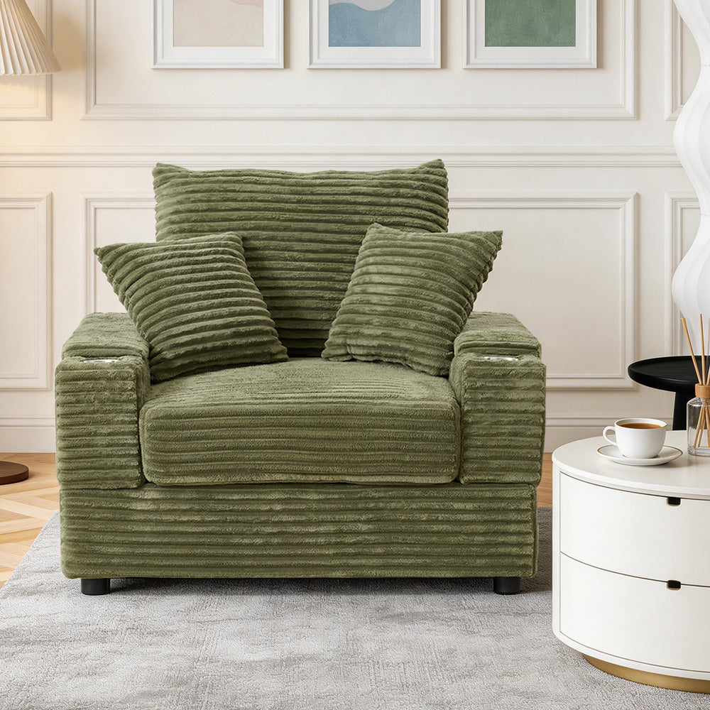 Accent Chair with Ottoman,Comfy Oversized Single Sofa