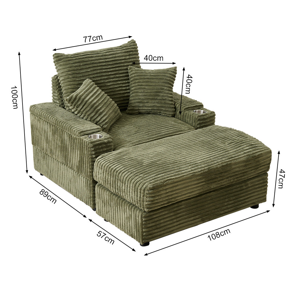 Accent Chair with Ottoman,Comfy Oversized Single Sofa