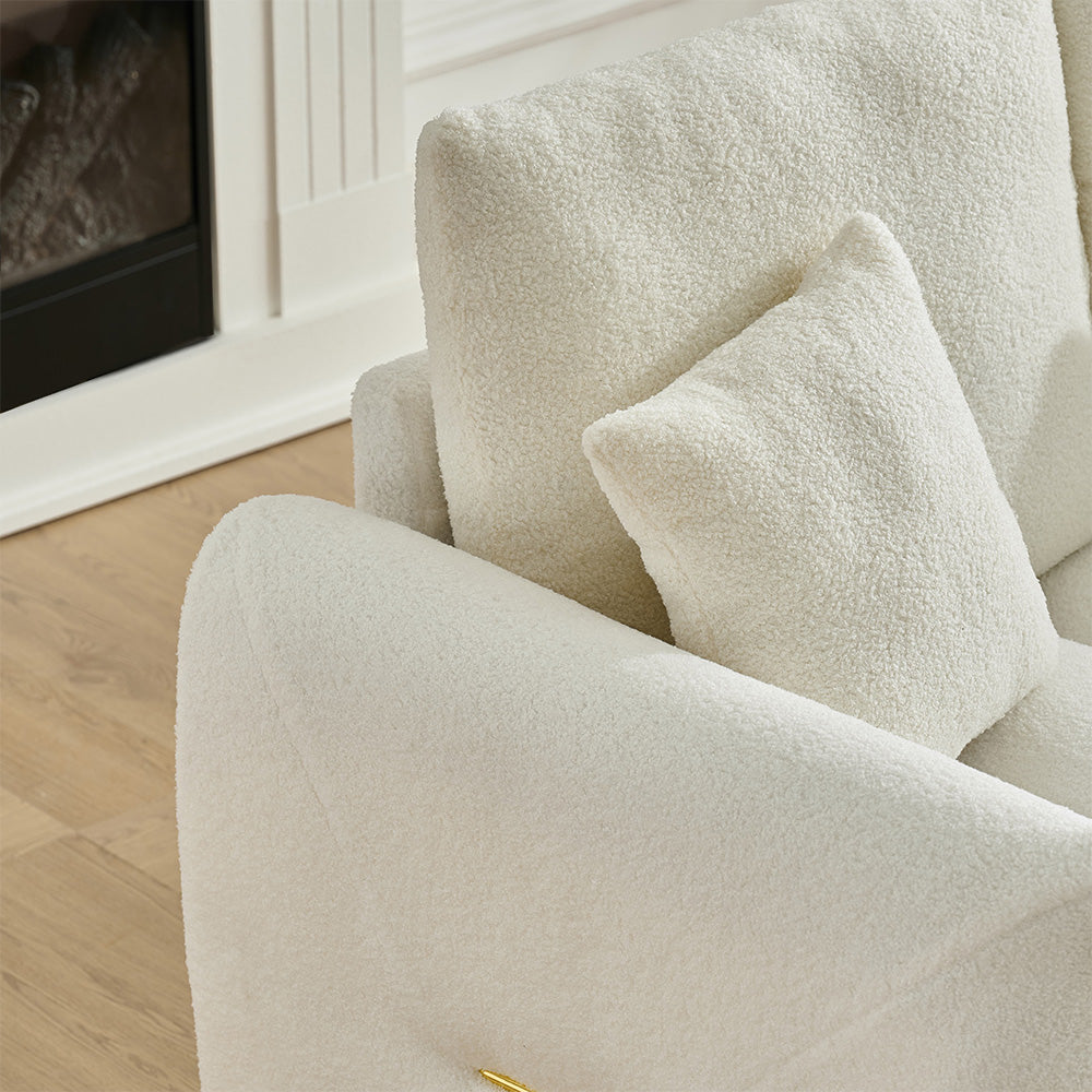 Eeeza Corner Sofa with USB Ports, Teddy Fabric, 3-seater, 92-inch