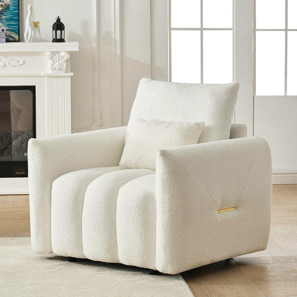Eeeza Modern Lounge Chair with Pillow, Teddy Fabric