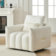Eeeza Modern Lounge Chair with Pillow, Teddy Fabric