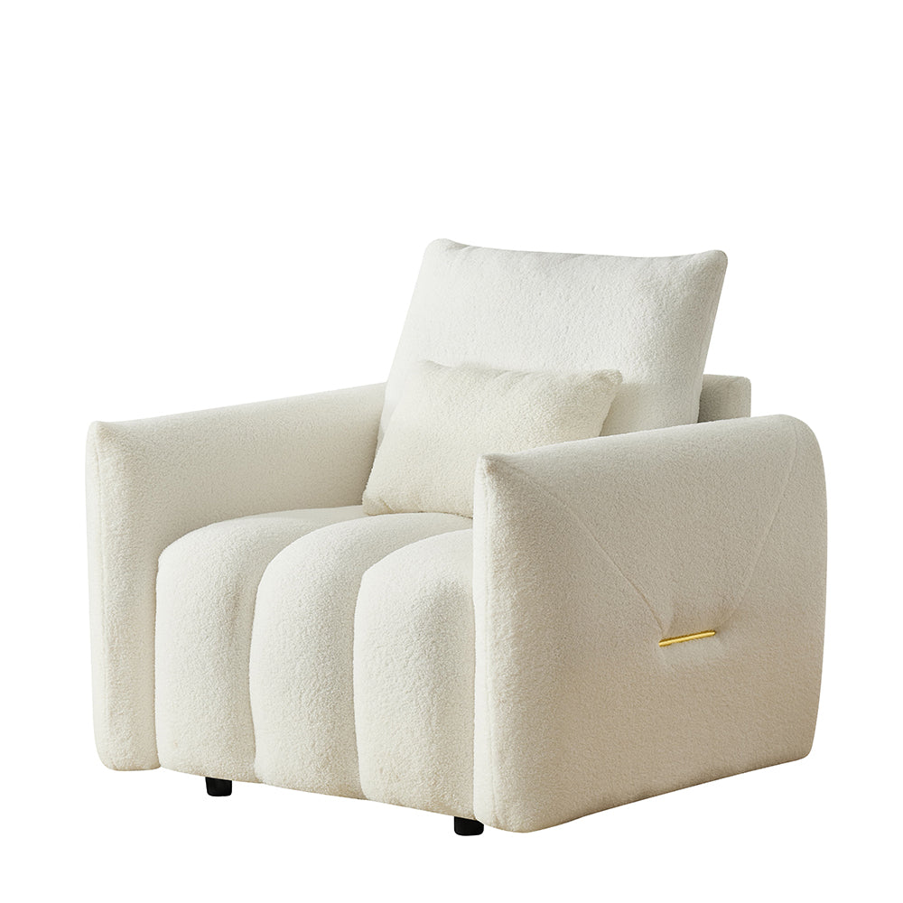 Eeeza Modern Lounge Chair with Pillow, Teddy Fabric