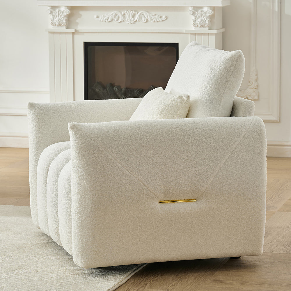 Eeeza Modern Lounge Chair with Pillow, Teddy Fabric
