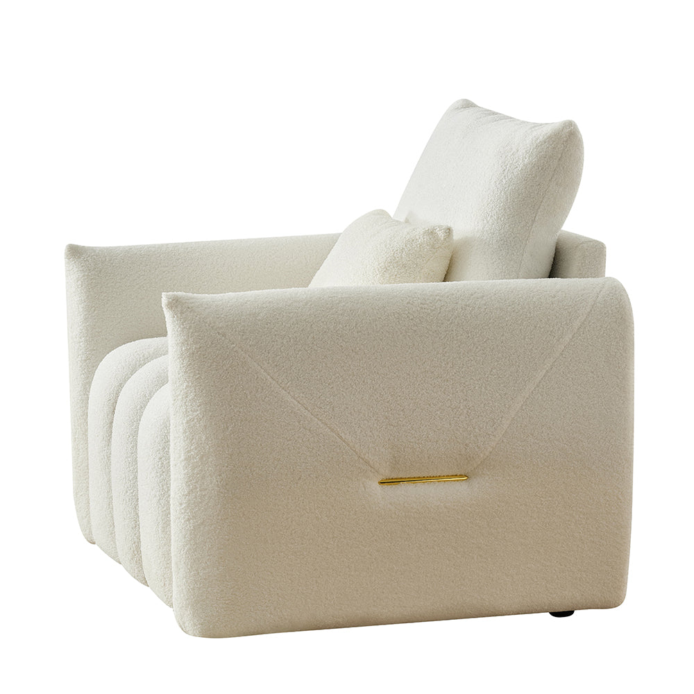 Eeeza Modern Lounge Chair with Pillow, Teddy Fabric